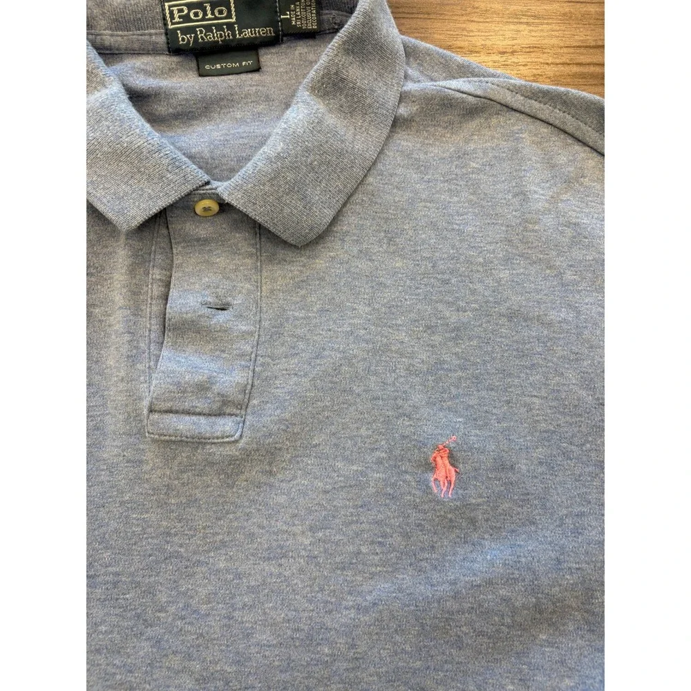 Polo‎ Ralph Lauren Custom Fit Polo Shirt Blue Short Sleeve Men's Large